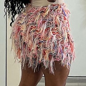 Multicolor Fringe Skirt